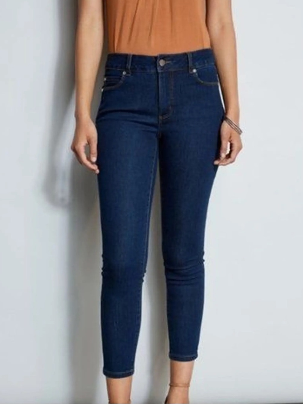 Tahari Chloe Fit Solution Tummy Tuck High-Rise Skinny Jeans in Dark Blue 16W